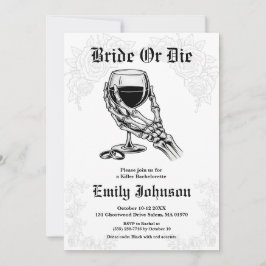 Bride or Die Gothic Skeleton Bachelorette Party Kaart
