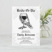 Bride or Die Gothic Skeleton Bachelorette Party Kaart (Staand voorkant)