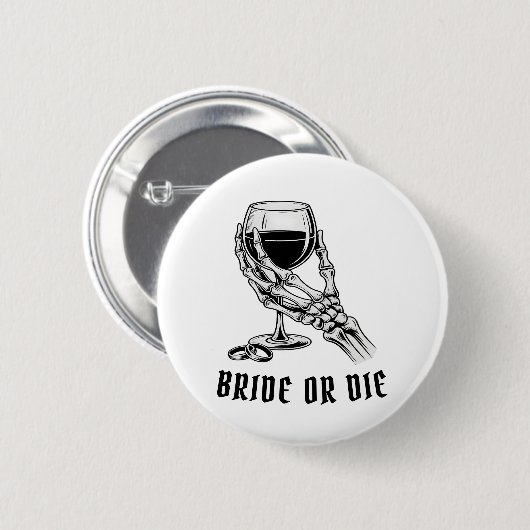 Bride or Die Skeleton Bachelorette Party Button (Voorkant /achterkant)
