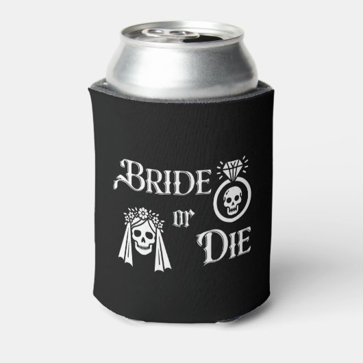 bride or die skull skeleton bachelorette party blikjeskoeler (Blikje Achterkant)