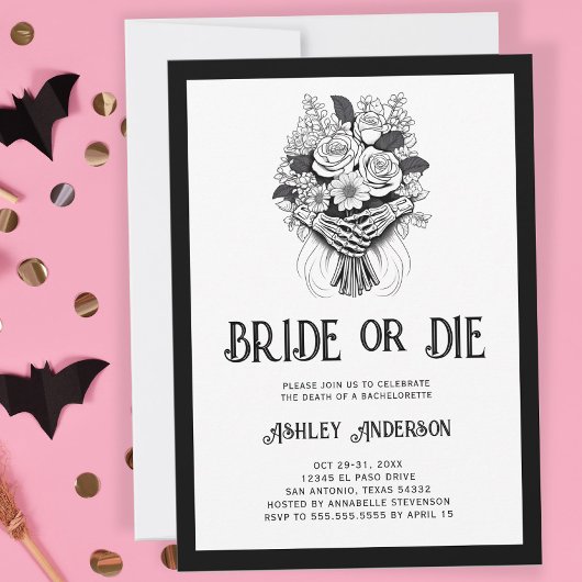 Bride or Die vrijgezellenfeest weekend Kaart