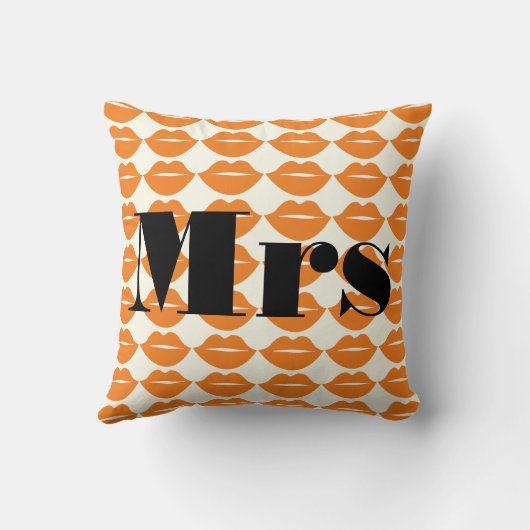 Bride Oranje en Ivory mevrouw Lips Patten Kussen (Achterkant)
