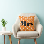 Bride Oranje en Ivory Mrs Lips Pattern Kussen (Stoel)