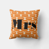 Bride Oranje en Ivory Mrs Lips Pattern Kussen (Achterkant)