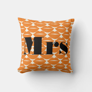 Bride Oranje en Ivory Mrs Lips Pattern Kussen