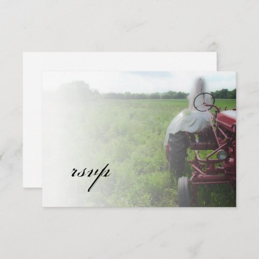 Bride over Boerderij Tractor Country Wedding RSVP  (Voorkant / Achterkant)