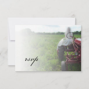 Bride over Boerderij Tractor Country Wedding RSVP Kaartje