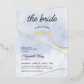 Bride over Cloud 9 Pastel Blue Gold Vrijgezellenfe Folie Uitnodiging (Voorkant)