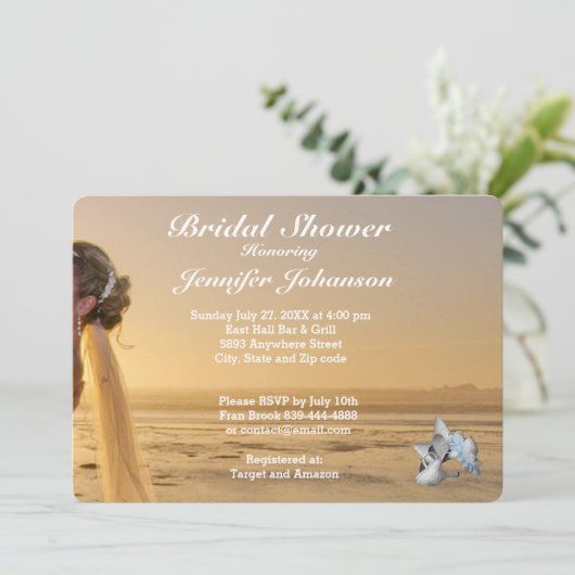 Bride over de uitnodiging van de Sunset Beach Brid (Staand voorkant)