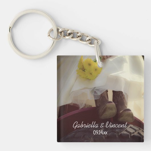 Bride over het Boerderij van het Rode trekkerland Sleutelhanger (voorkant)