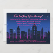 Bride over Ring Skyline Bachelorette Party nodigt  Kaart (Achterkant)