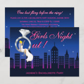Bride over Ring Skyline Bachelorette Party nodigt  Kaart (Voorkant / Achterkant)