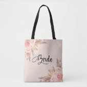 Bride pampas graszoet roos goudfloremschrift tote bag (Voorkant)