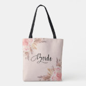 Bride pampas graszoet roos goudfloremschrift tote bag (Achterkant)