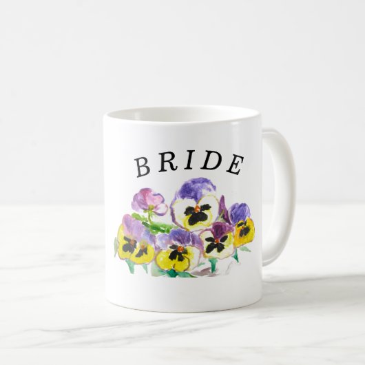 Bride Pansies Floral Boho Wedding Koffiemok (Voorkant rechts)