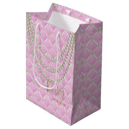 BRIDE Paris Pearls & Glam Pink Shower Party Medium Cadeauzakje (Voorkant Gekanteld)