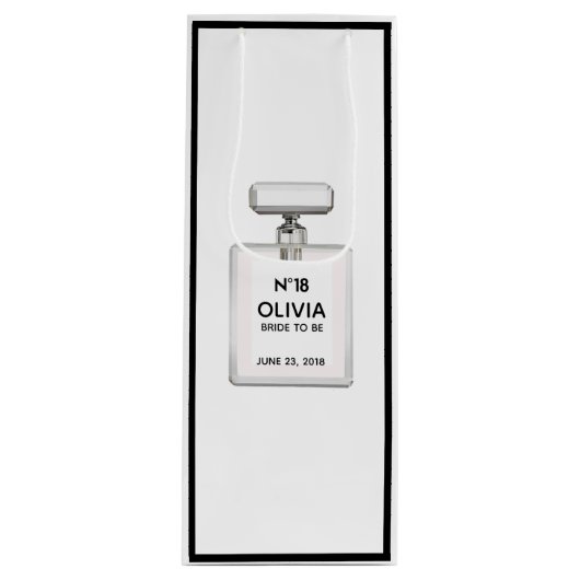 BRIDE Parisian Theme Shower Bridal Birthday Party Wijn Cadeautas (Voorkant)