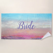 Bride Pastel Beach Sunset | Beach Towel
