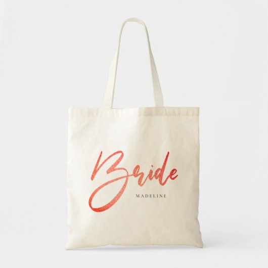 Bride Peach roze faux glitter Wedding Canvas 2 Tote Bag (Voorkant)