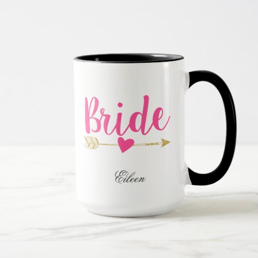 Bride Personalized Hot Pink Mok (Rechts)