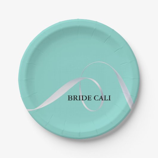 BRIDE Personalized Ribbon Vrijgezellenfeest Party Papieren Bordje (Voorkant)