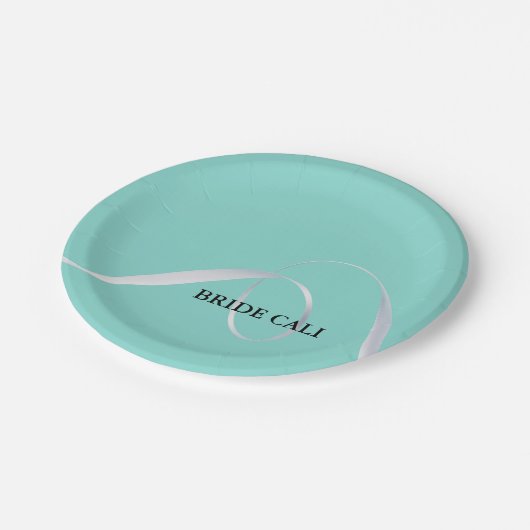 BRIDE Personalized Ribbon Vrijgezellenfeest Party Papieren Bordje (Gekanteld)