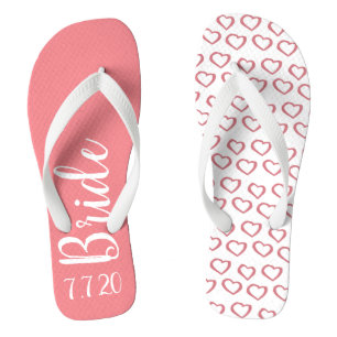 Bride Personalized Wedding Pink Bow Teenslippers