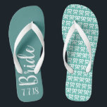 Bride Personalized Wedding Turquoise Teenslippers<br><div class="desc">Onze aangepaste flip-omdraaien zijn ontworpen met plezier voor de bruid. Creëer je aangepaste teenslippers om je trouwdag te gedenken. Geweldig voor vrijgezellenfeesten,  bacheloretfeesten en strandbruiloften!</div>