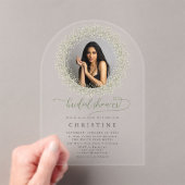Bride Photo Baby's Breath Bridal Shower Invitation Acryl Uitnodigingen (Insitu (Draagbaar))