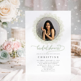 Bride Photo Baby's Breath Bridal Shower Invitation Kaart