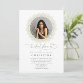 Bride Photo Baby's Breath Bridal Shower Invitation Kaart (Staand voorkant)