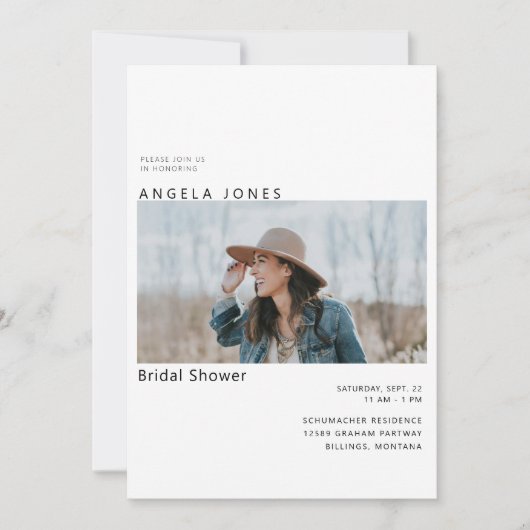 Bride Photo Dusty Blue Bridal Shower Kaart (Voorkant)