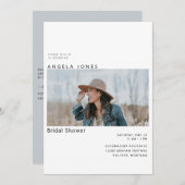 Bride Photo Dusty Blue Bridal Shower Kaart (Voorkant / Achterkant)