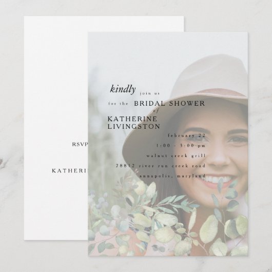 Bride Photo Foliage Vrijgezellenfeest Kaart (Voorkant / Achterkant)