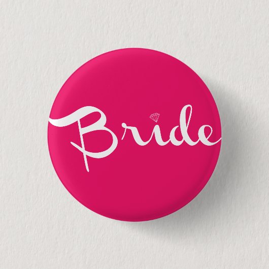 Bride Pin White op Hot Pink Ronde Button 3,2 Cm (Voorkant)