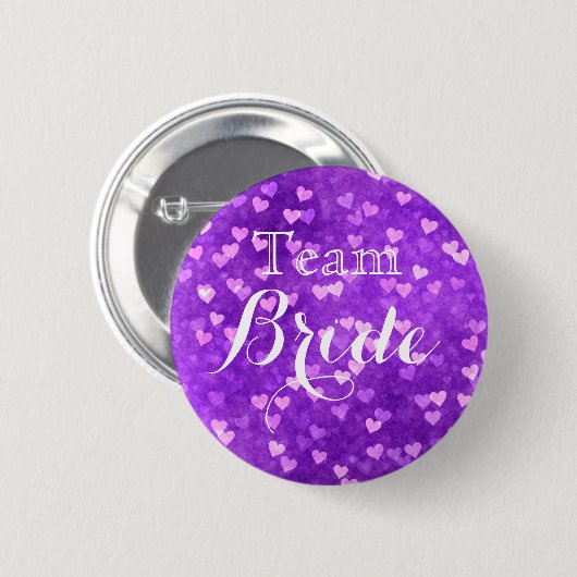 Bride Pinback Button van het Paarse bruiloft (Voorkant /achterkant)