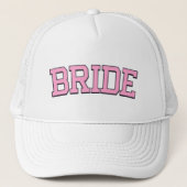 BRIDE – Pink College Font Bachelorette Trucker Hat Trucker Pet (Voorkant)