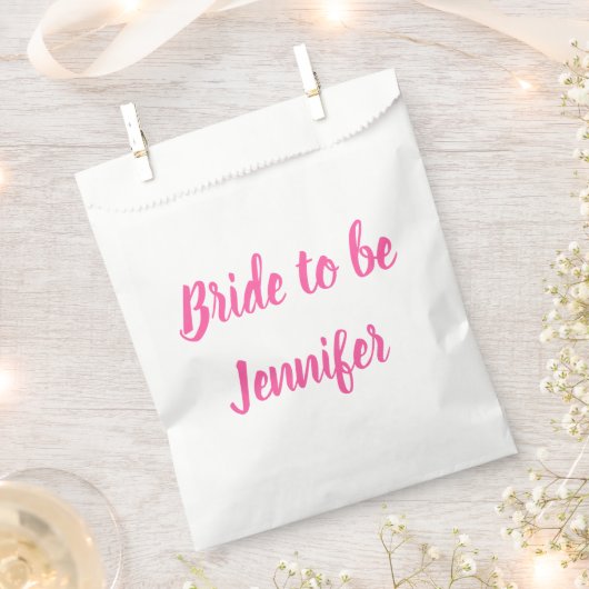 Bride Pink Custom Name Wedding Bachelorette Bedankzakje (Geknipt)
