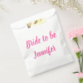 Bride Pink Custom Name Wedding Bachelorette Bedankzakje (Gezegeld)