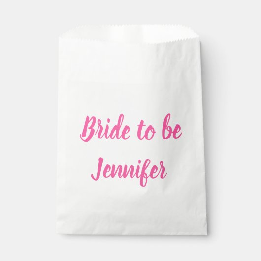 Bride Pink Custom Name Wedding Bachelorette Bedankzakje (Voorkant)