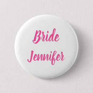 Bride Pink Elegant Chic Custom Name Gifts Wedding Ronde Button 5,7 Cm