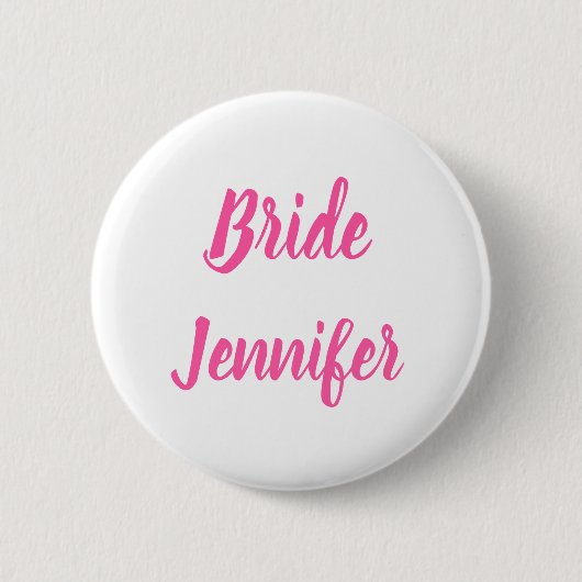 Bride Pink Elegant Chic Custom Name Gifts Wedding Ronde Button 5,7 Cm (Voorkant)
