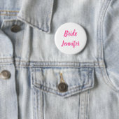 Bride Pink Elegant Chic Custom Name Gifts Wedding Ronde Button 5,7 Cm (In situ)