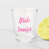 Bride Pink Elegant Chic Custom Name Gifts Wedding Shot Glas (Voorkant)