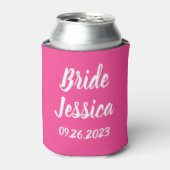 Bride Pink Elegant Script Gifts Stylish Weddings Blikjeskoeler (Blikje Voorkant)