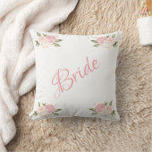 Bride Pink Floral Script Chic Waterverf Wedding Kussen (Deken)