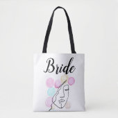 Bride Pink Gray Typografie Elegant Wedding Tas Ba (Voorkant)