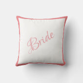 Bride Pink Script Chic Wedding Kussen (Achterkant)