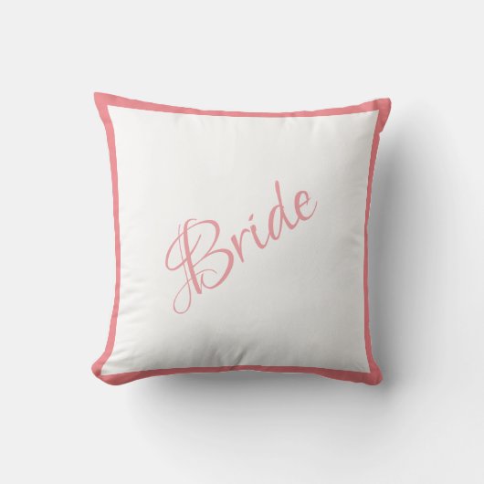 Bride Pink Script Chic Wedding Kussen (Voorkant)
