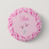 Bride Pink Swirl Martini Button (Voorkant)
